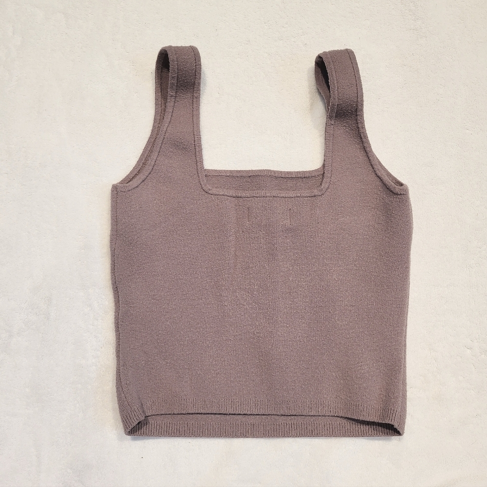 Abercrombie & Fitch Soft A&F Crop Knit Top Size S Mauve Sleeveless‎ Square Neck - Picture 3 of 3